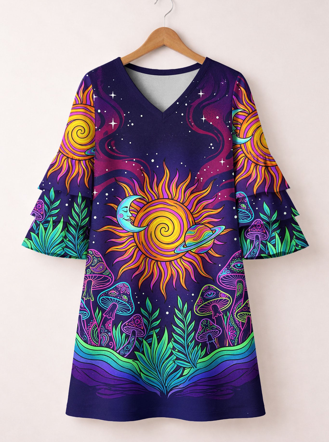 "Trance" Stacked Ruffle Sleeve Dress