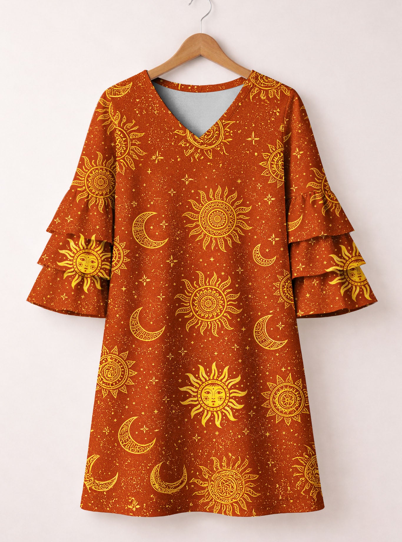 "Sienna" Stacked Ruffle Sleeve Dress