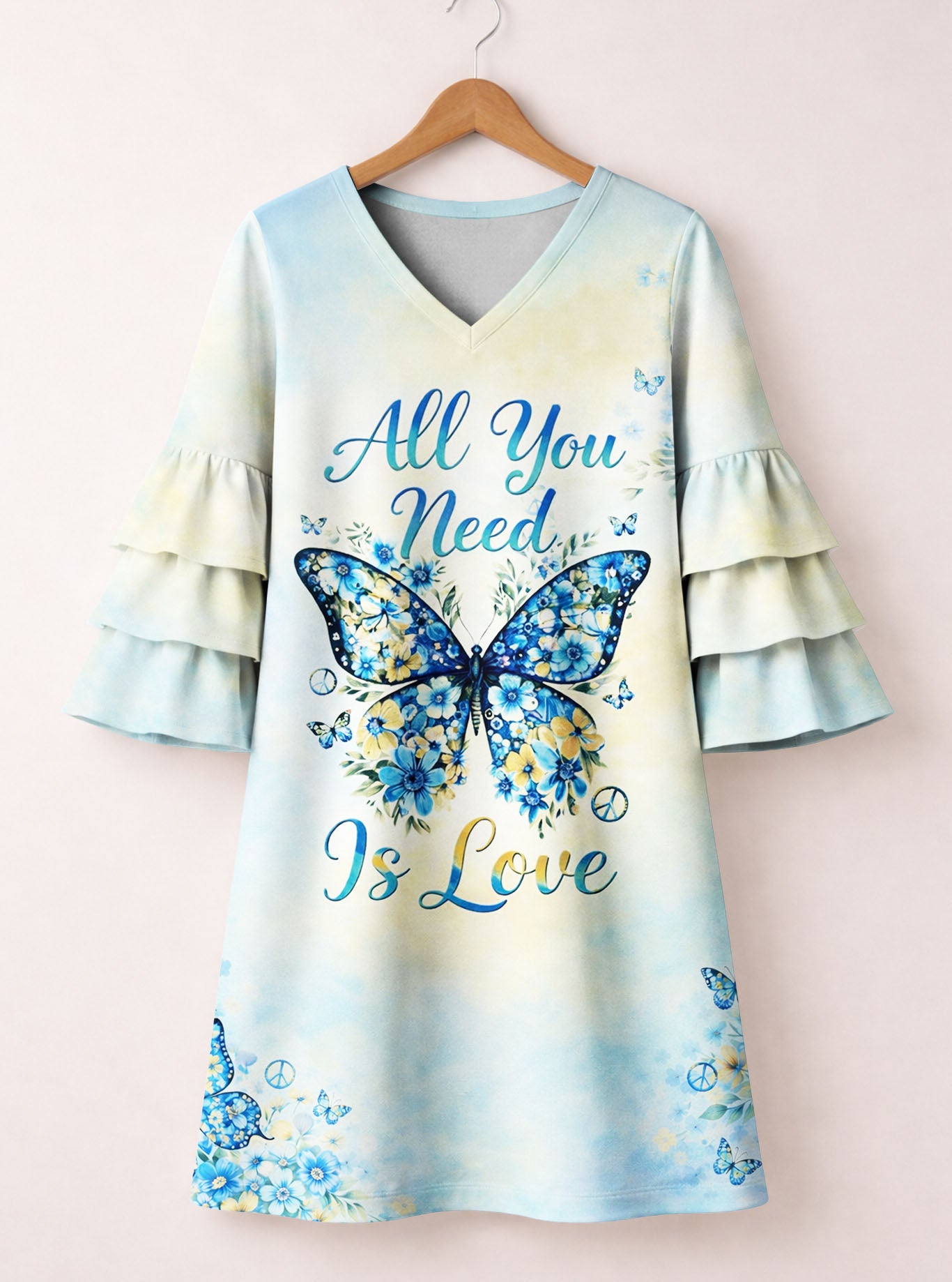 "Petal" Stacked Ruffle Sleeve Dress