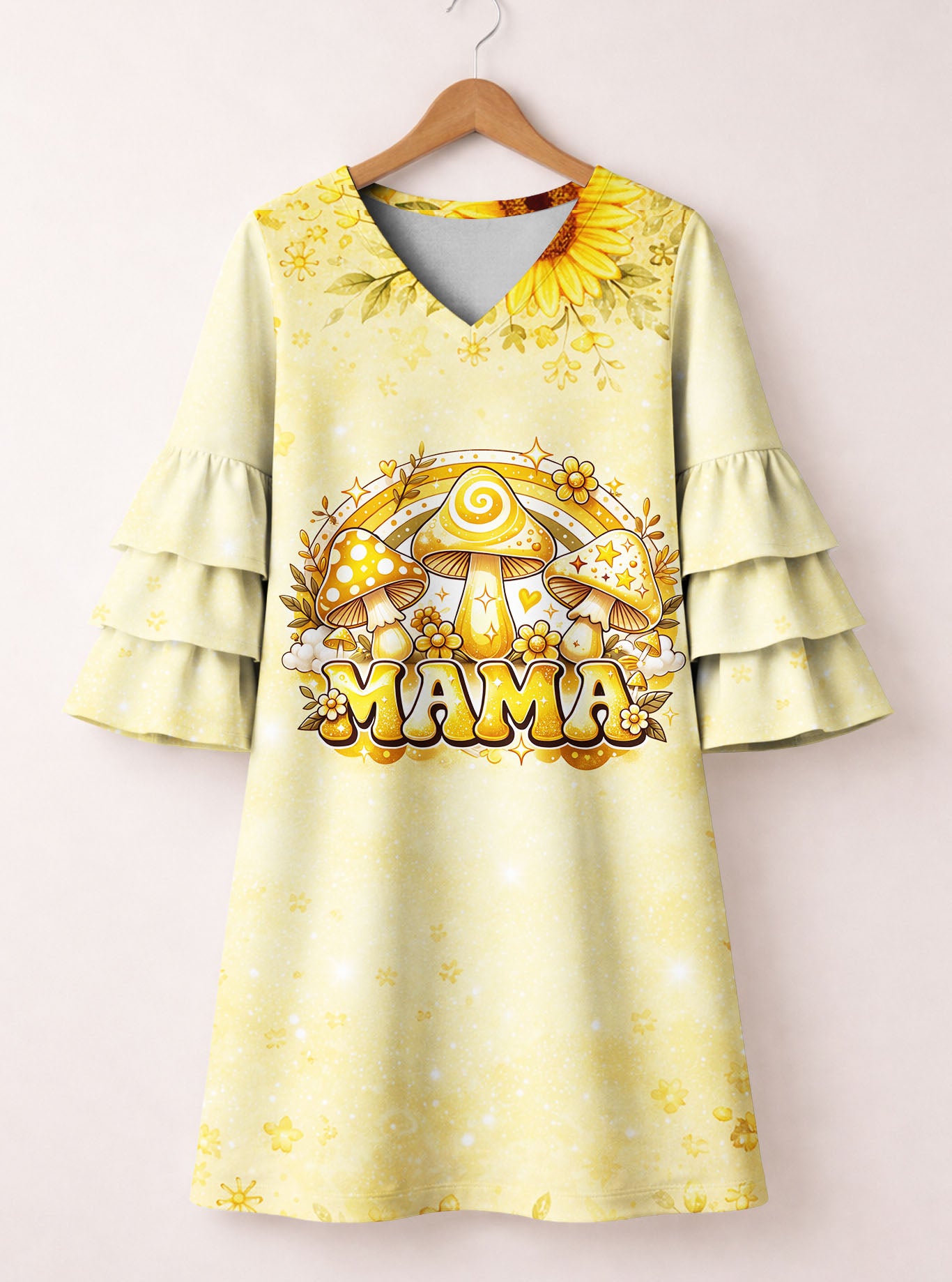 "Hunny" Stacked Ruffle Sleeve Dress