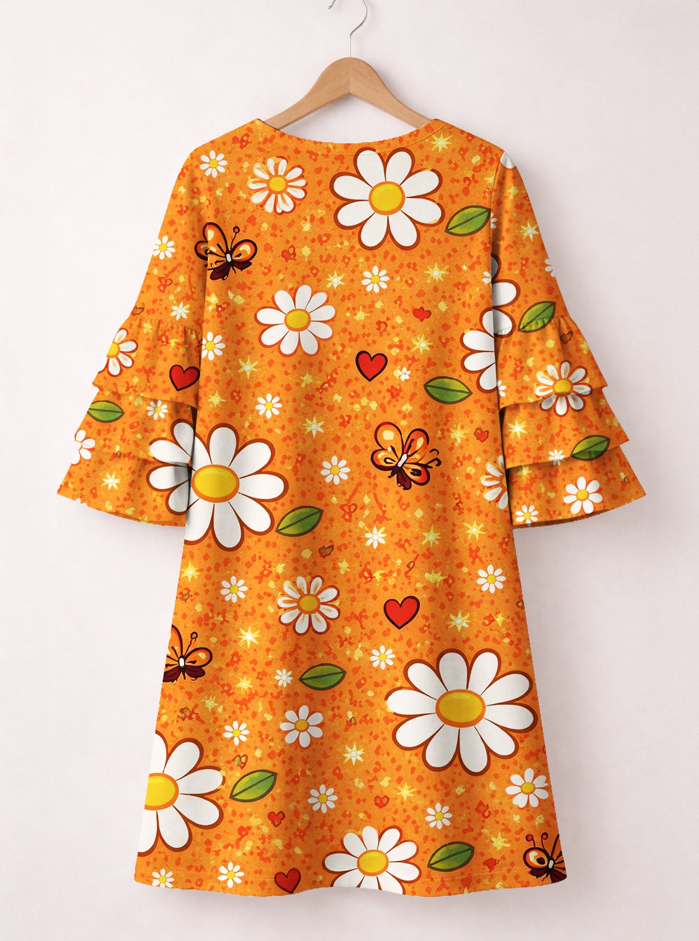 "Dottie" Stacked Ruffle Sleeve Dress