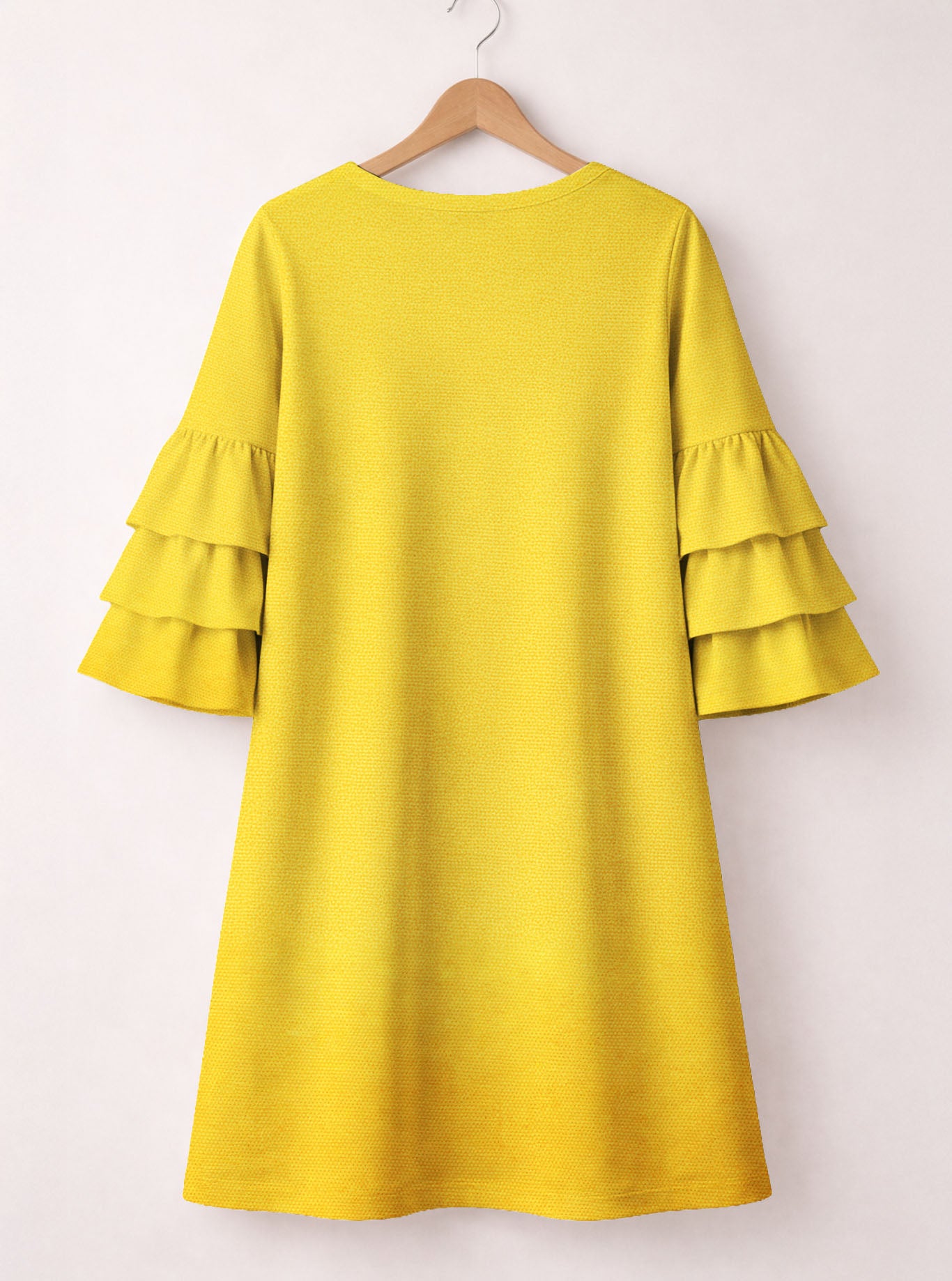 Yellow "Moxie" Stacked Ruffle Sleeve Dress