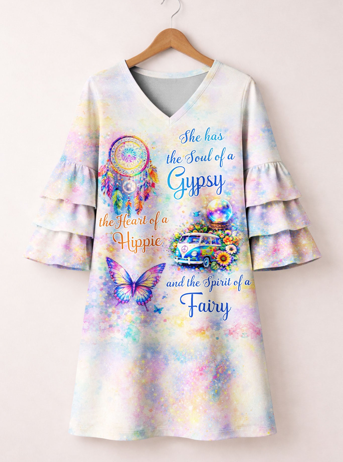 "Whimsy" Stacked Ruffle Sleeve Dress