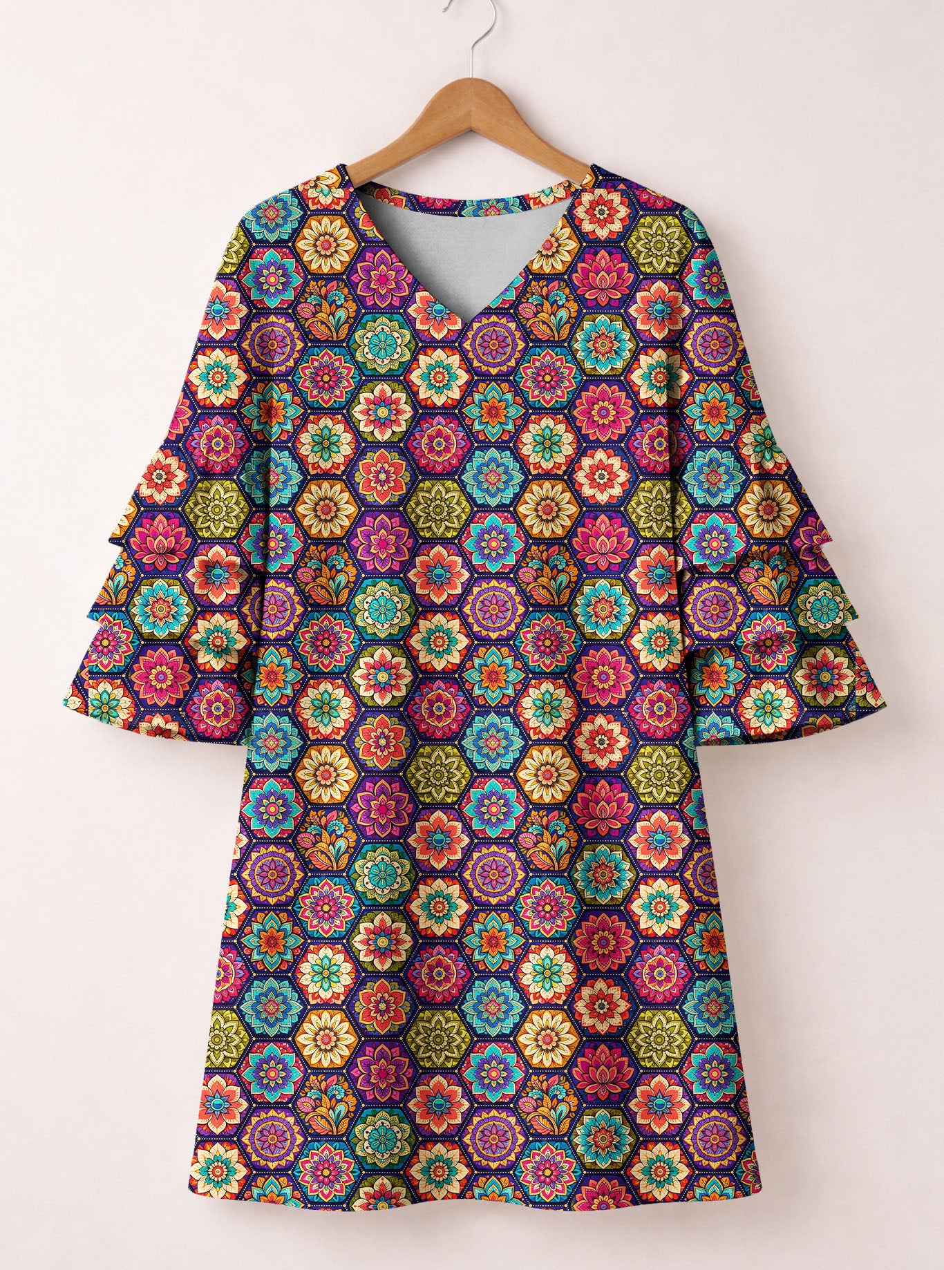 "Flower" Stacked Ruffle Sleeve Dress