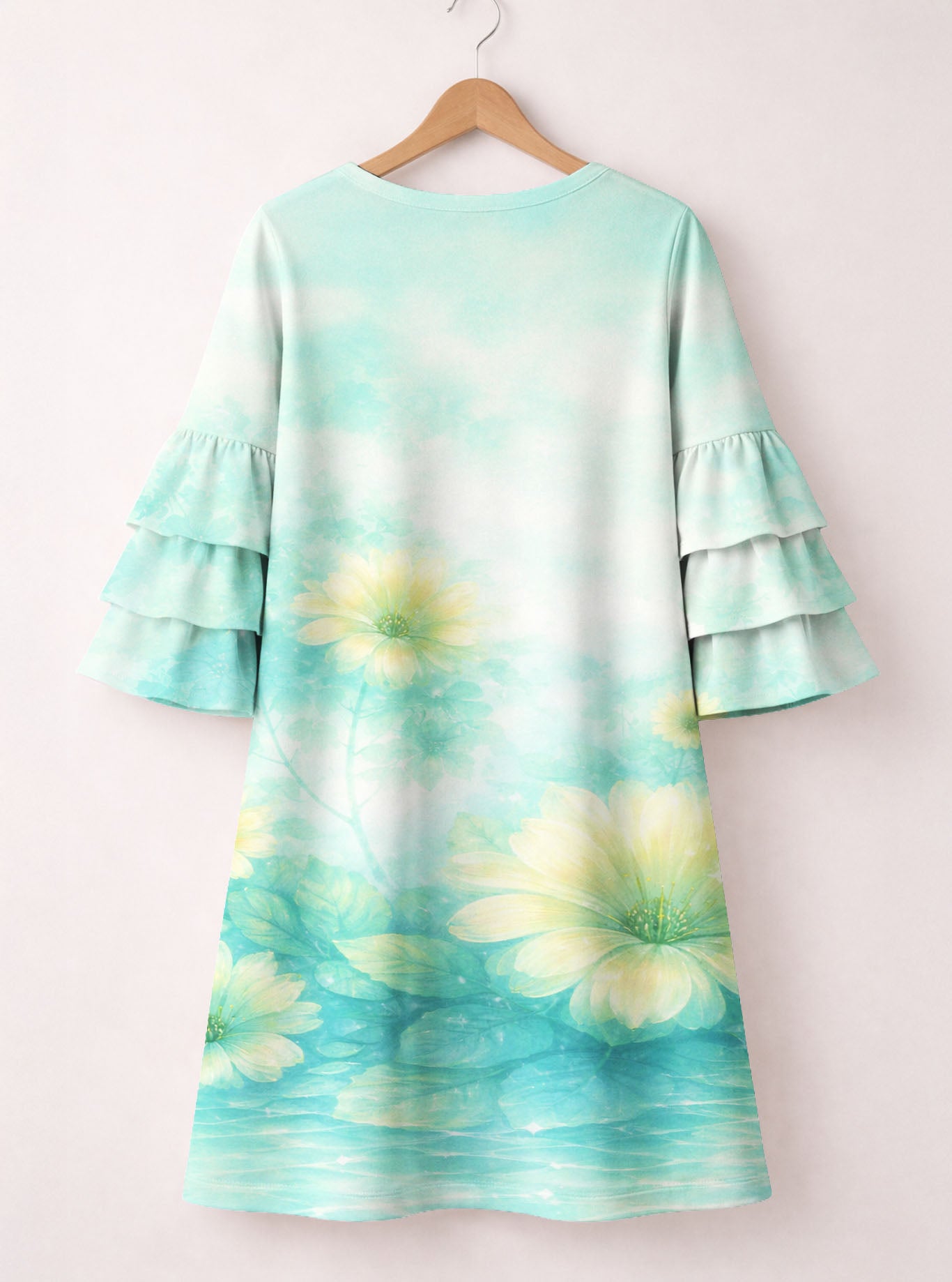 "Exhale" Stacked Ruffle Sleeve Dress