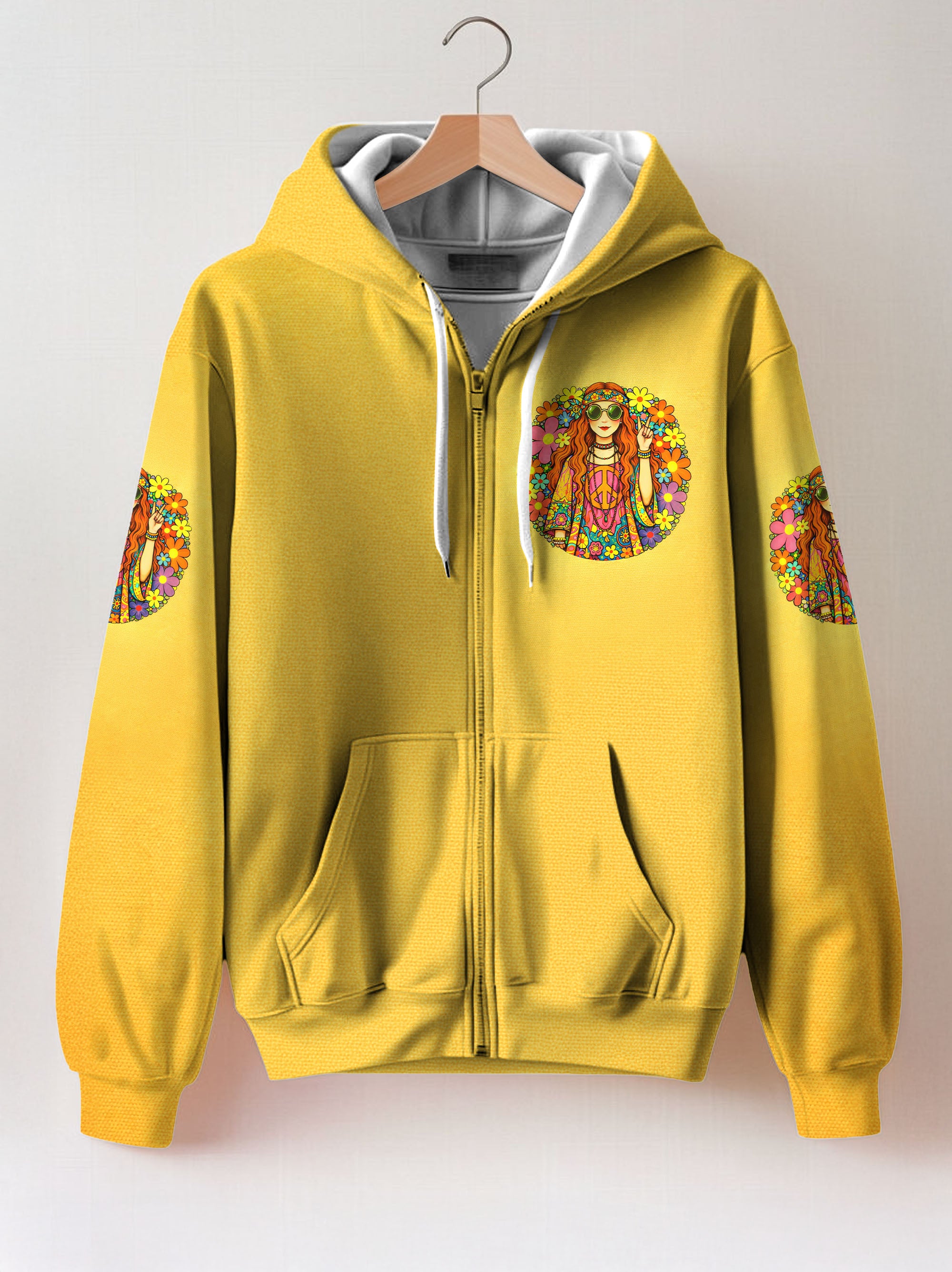 Yellow "Moxie" Zip Hoodie