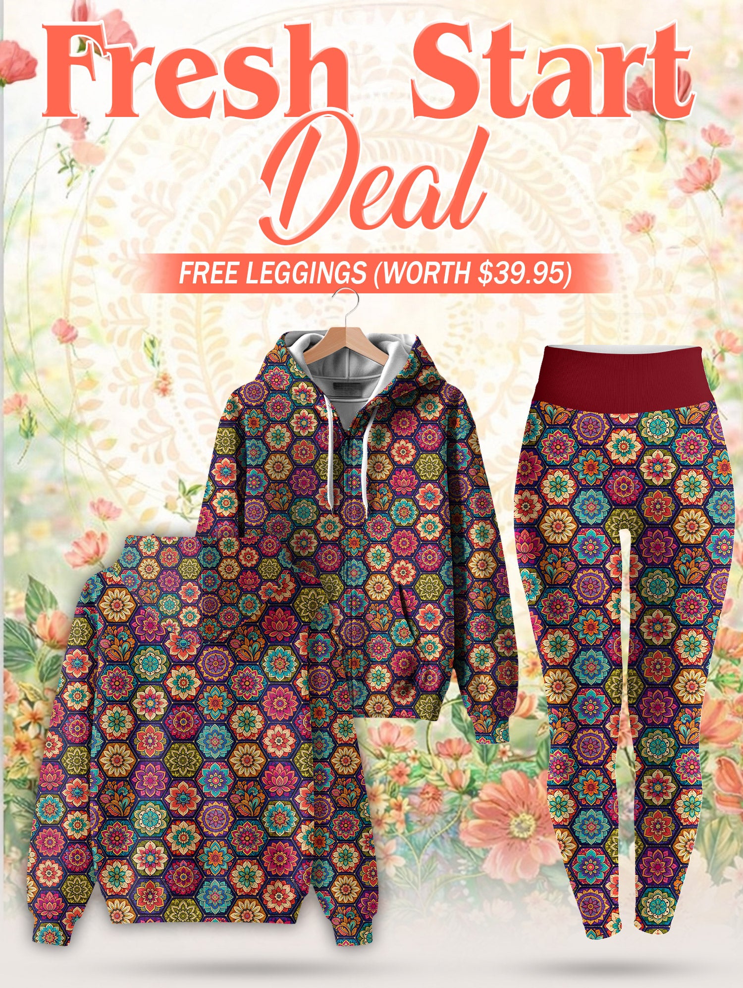 "Flower" Zip Hoodie & Leggings Deal