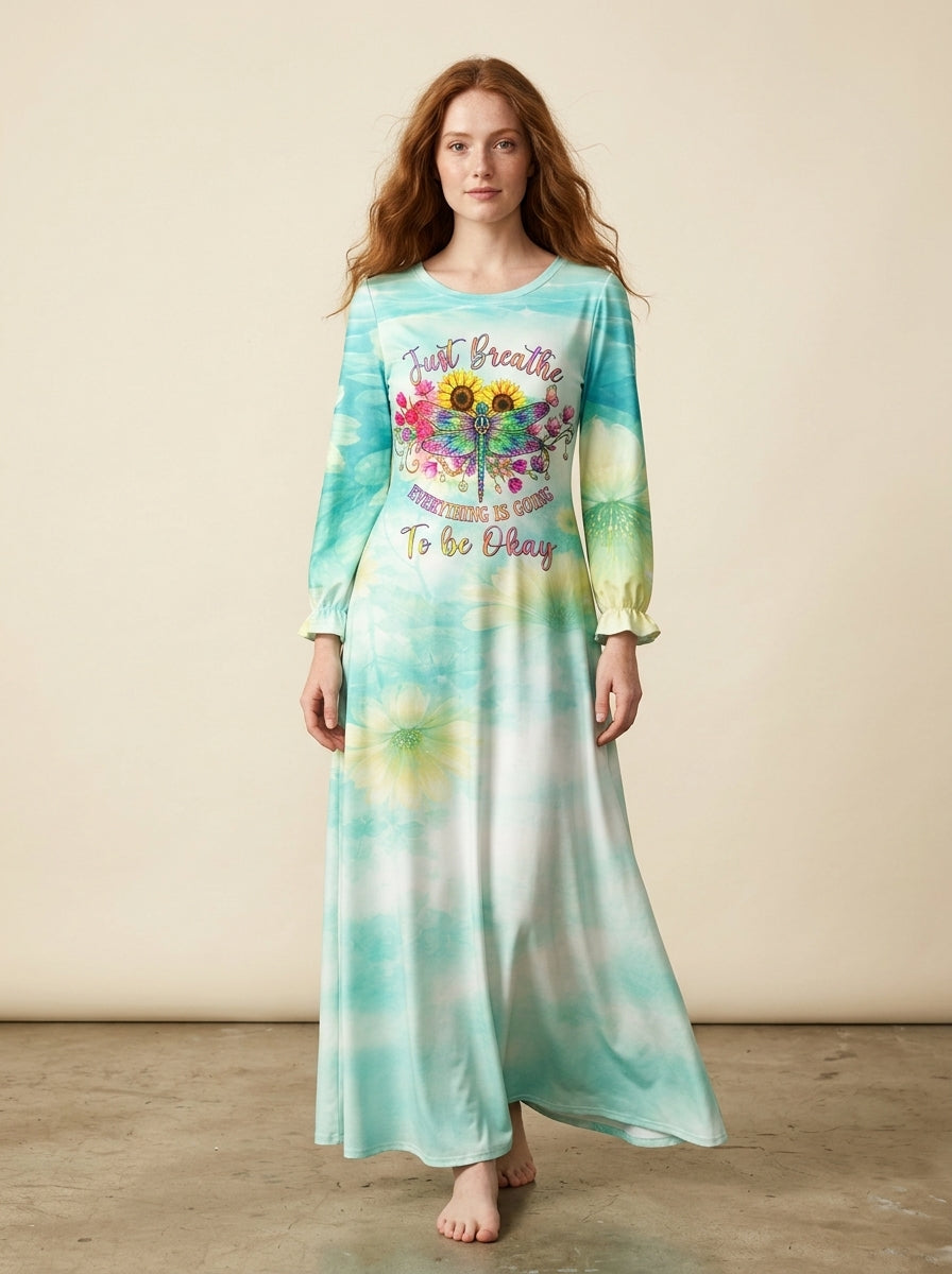 "Exhale" Long Sleeve Maxi Dress