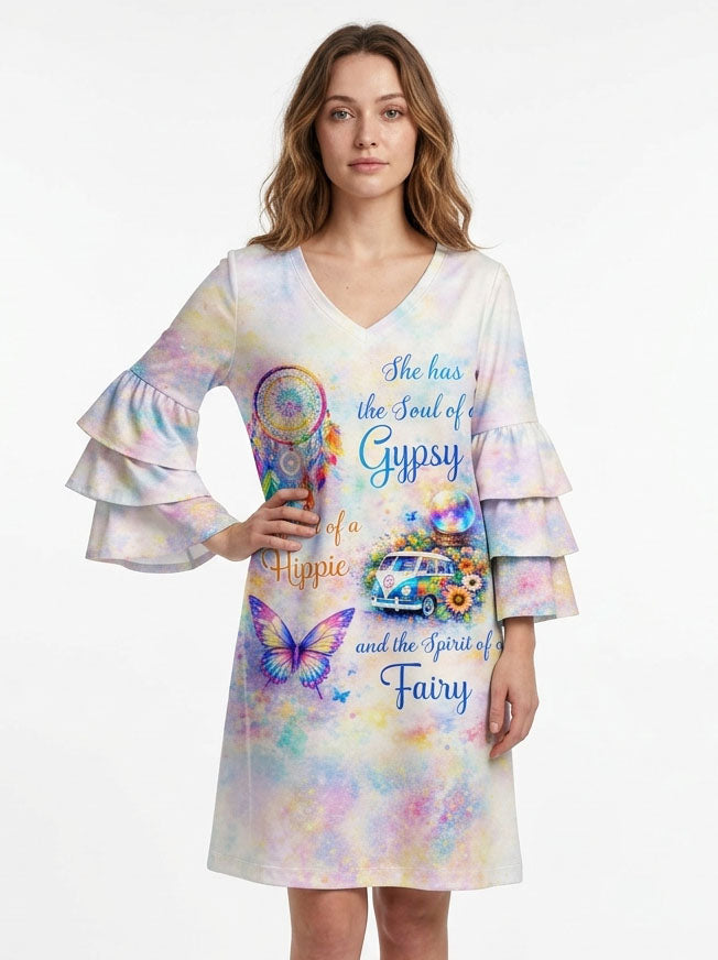 "Whimsy" Stacked Ruffle Sleeve Dress