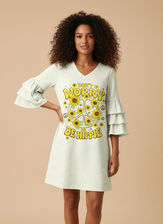 "Breezy" Stacked Ruffle Sleeve Dress