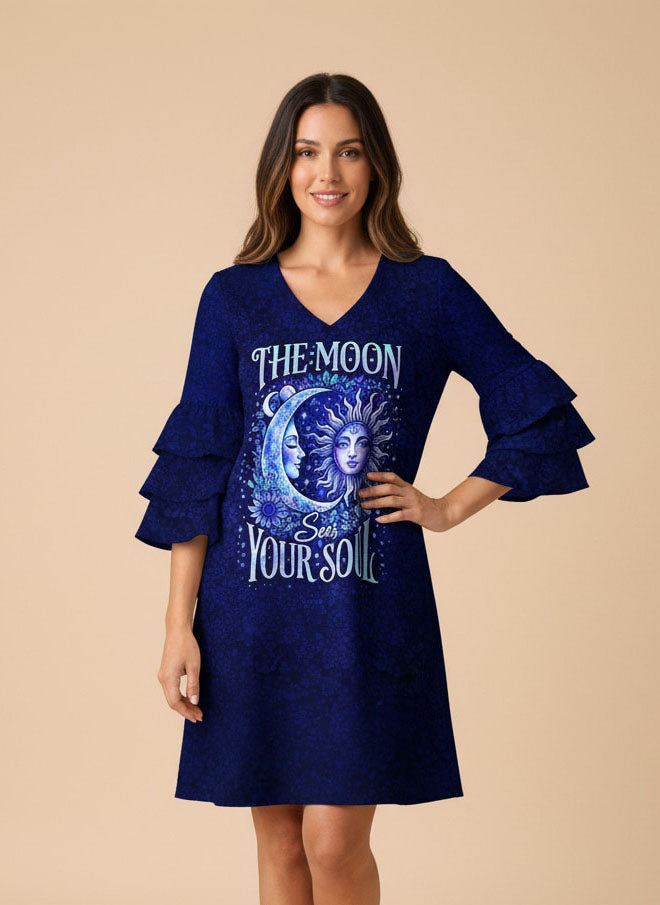 "Gaze" Stacked Ruffle Sleeve Dress