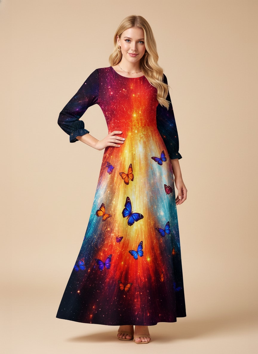 "AURORA" Long Sleeve Maxi Dress