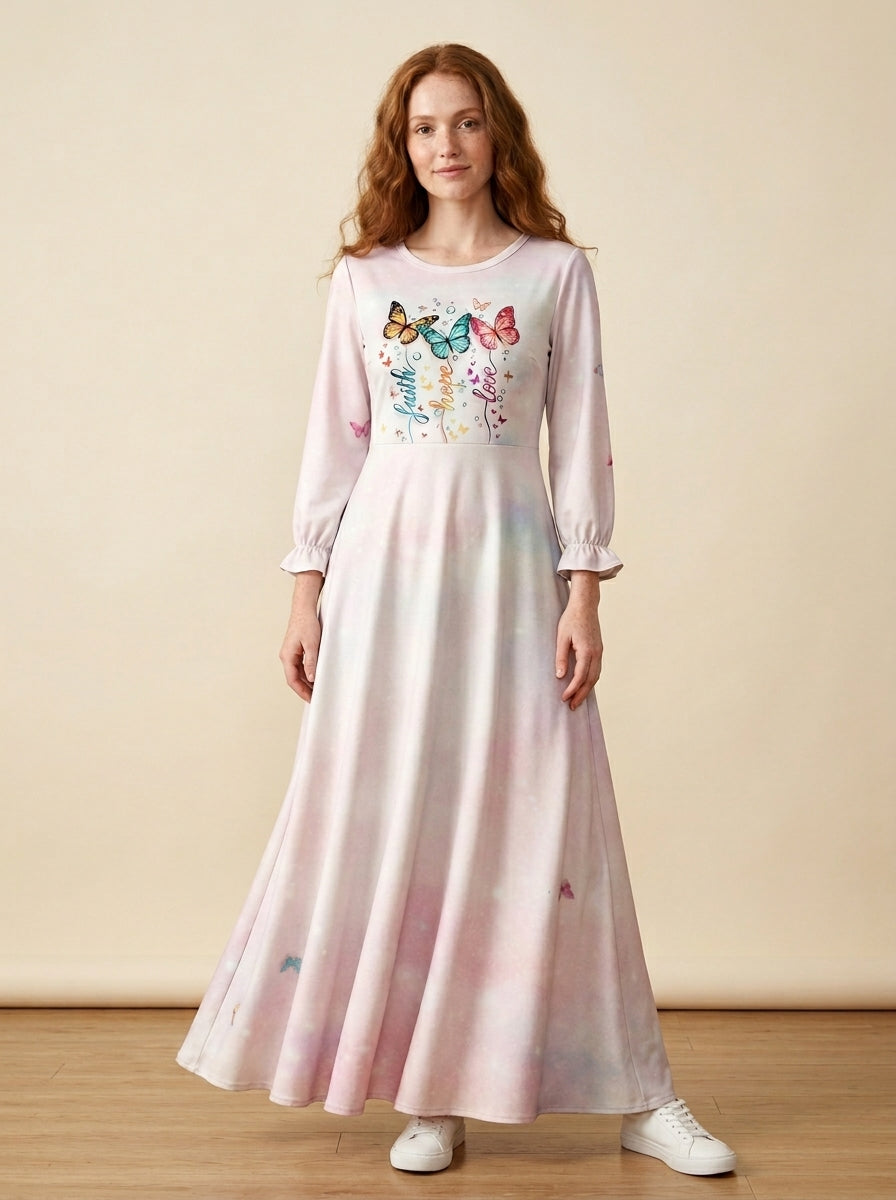"Flutter" Long Sleeve Maxi Dress