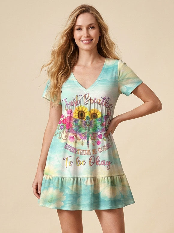 "Exhale" Floral Dress