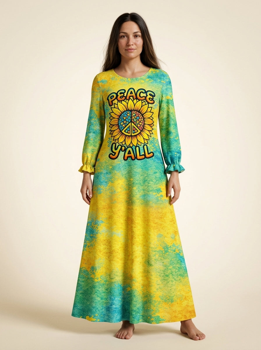 "Howdy" Long Sleeve Maxi Dress