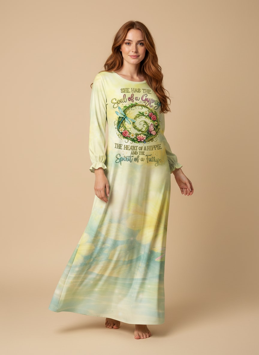 "Sprite" Long Sleeve Maxi Dress