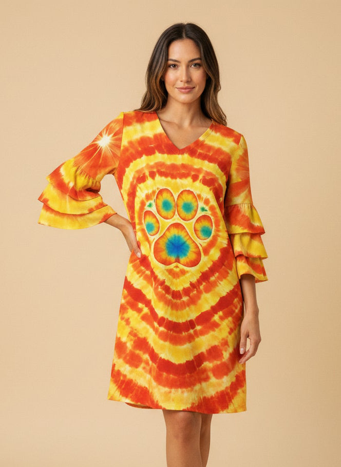 "Fetch" Stacked Ruffle Sleeve Dress