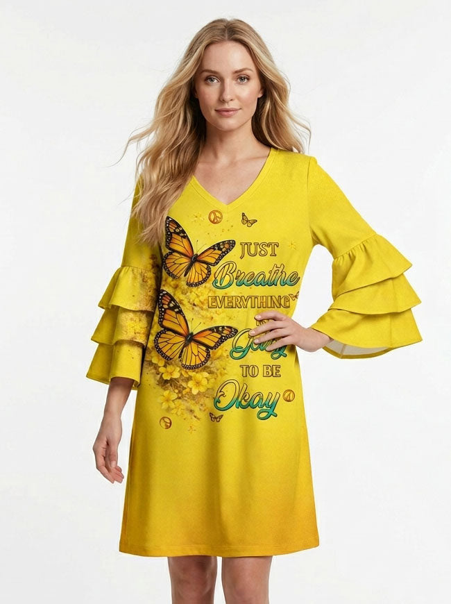 "Steady" Stacked Ruffle Sleeve Dress