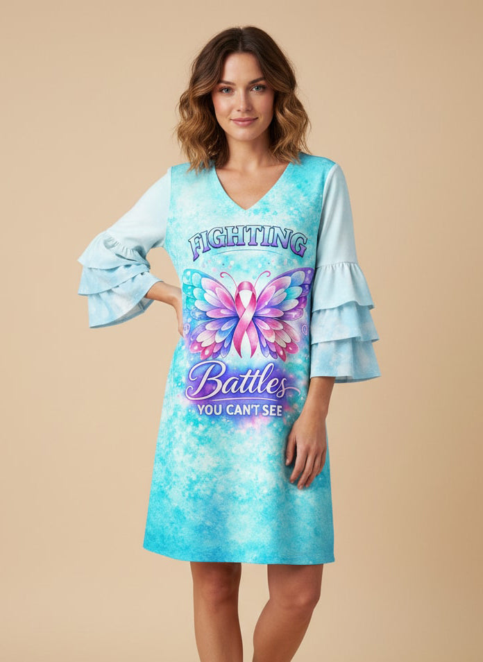 "Spry" Stacked Ruffle Sleeve Dress