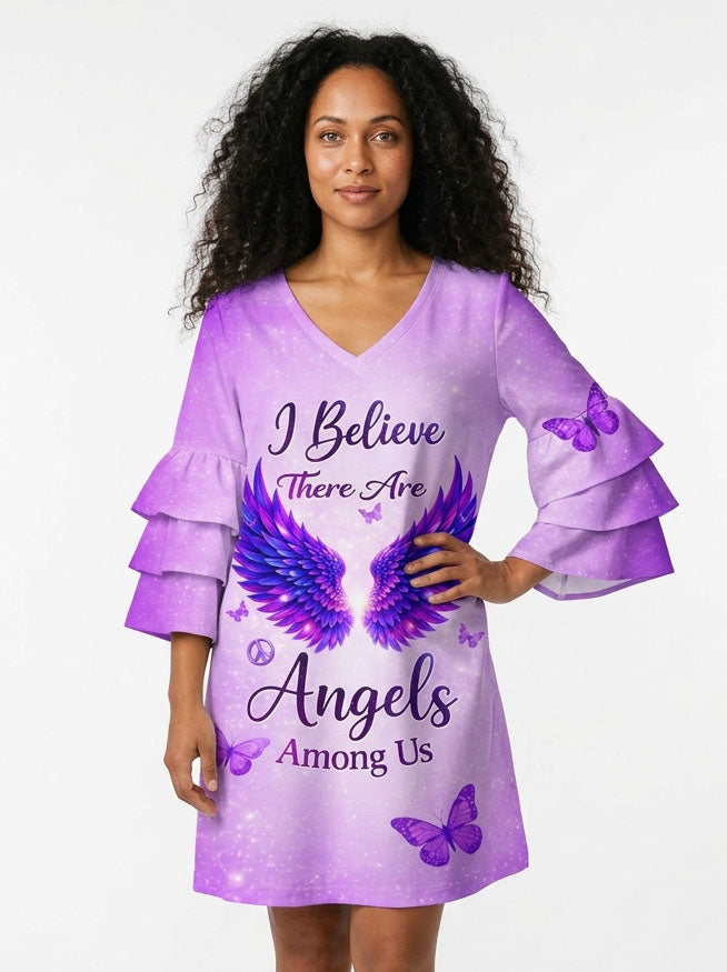 "Grace" Stacked Ruffle Sleeve Dress
