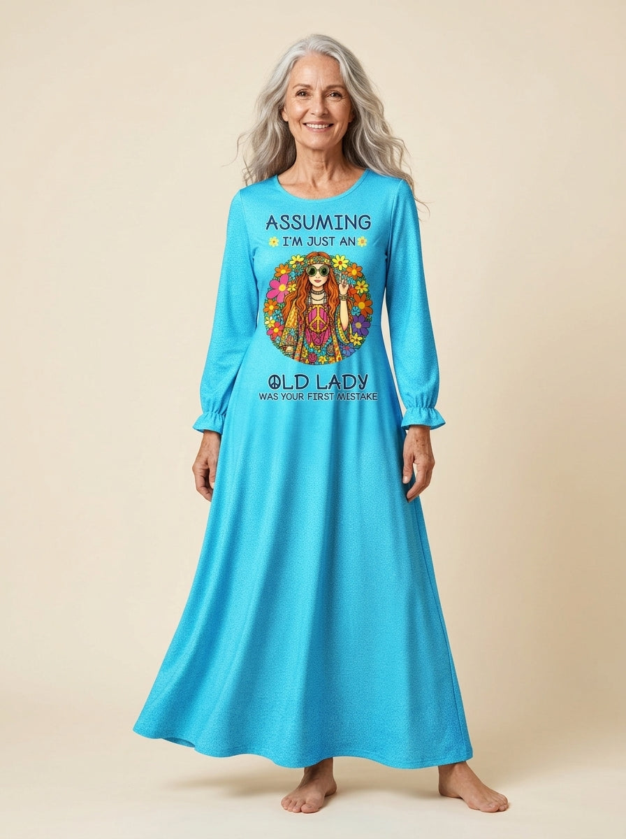 Turquoise "Moxie" Long Sleeve Maxi Dress