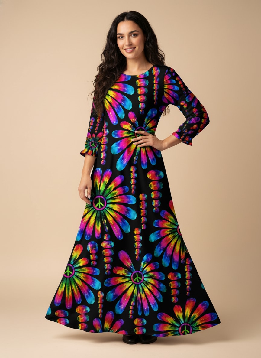 "NEON" Long Sleeve Maxi Dress