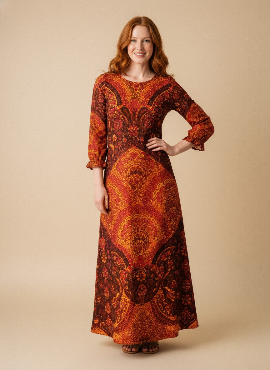 "HENNA" Long Sleeve Maxi Dress