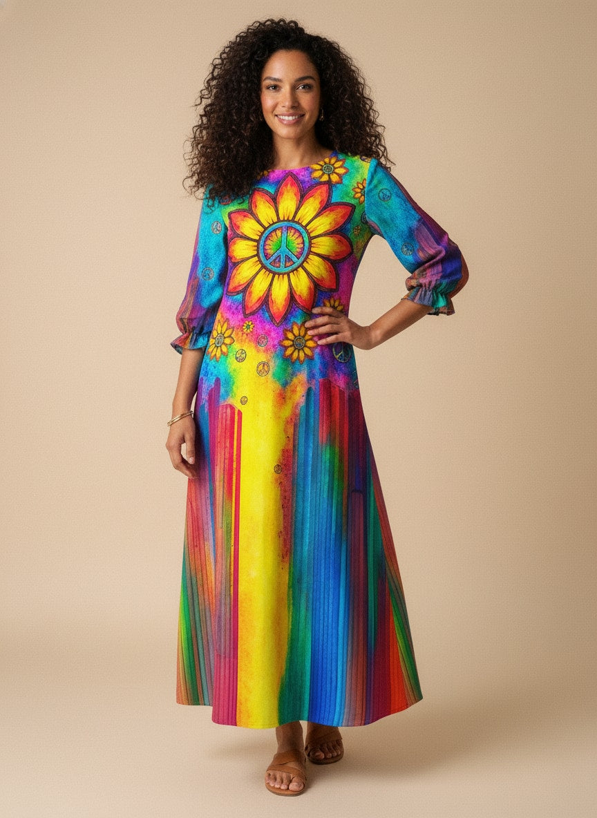 "POUR" Long Sleeve Maxi Dress