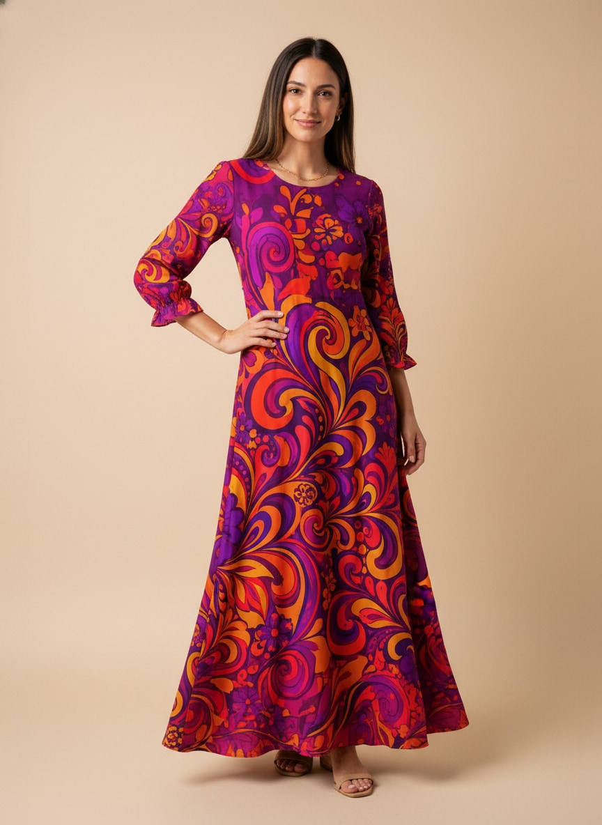 "FEVER" Long Sleeve Maxi Dress