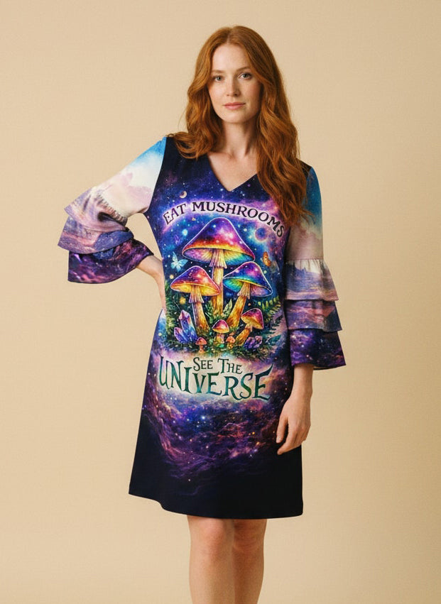 "Cosmo" Stacked Ruffle Sleeve Dress