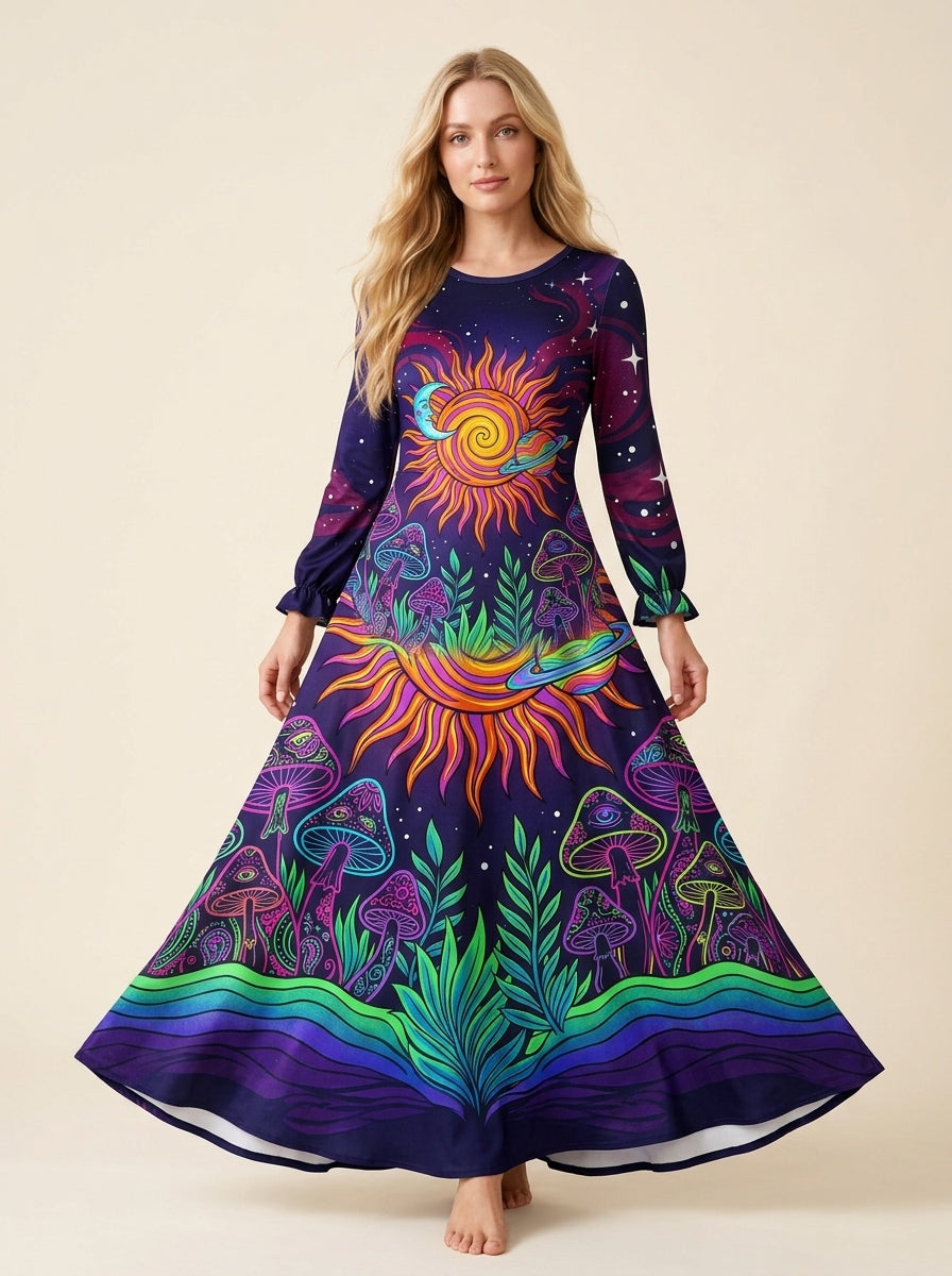 "Trance" Long Sleeve Maxi Dress