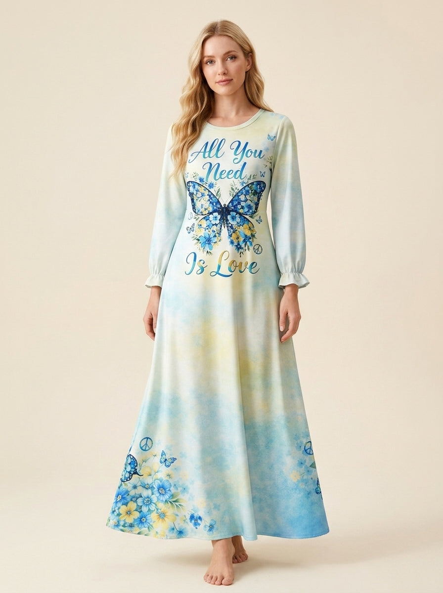 "Petal" Long Sleeve Maxi Dress