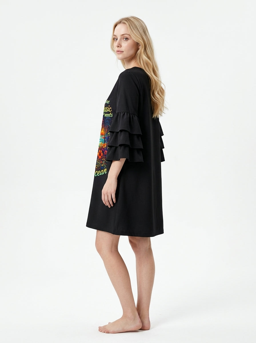 "Sway" Stacked Ruffle Sleeve Dress