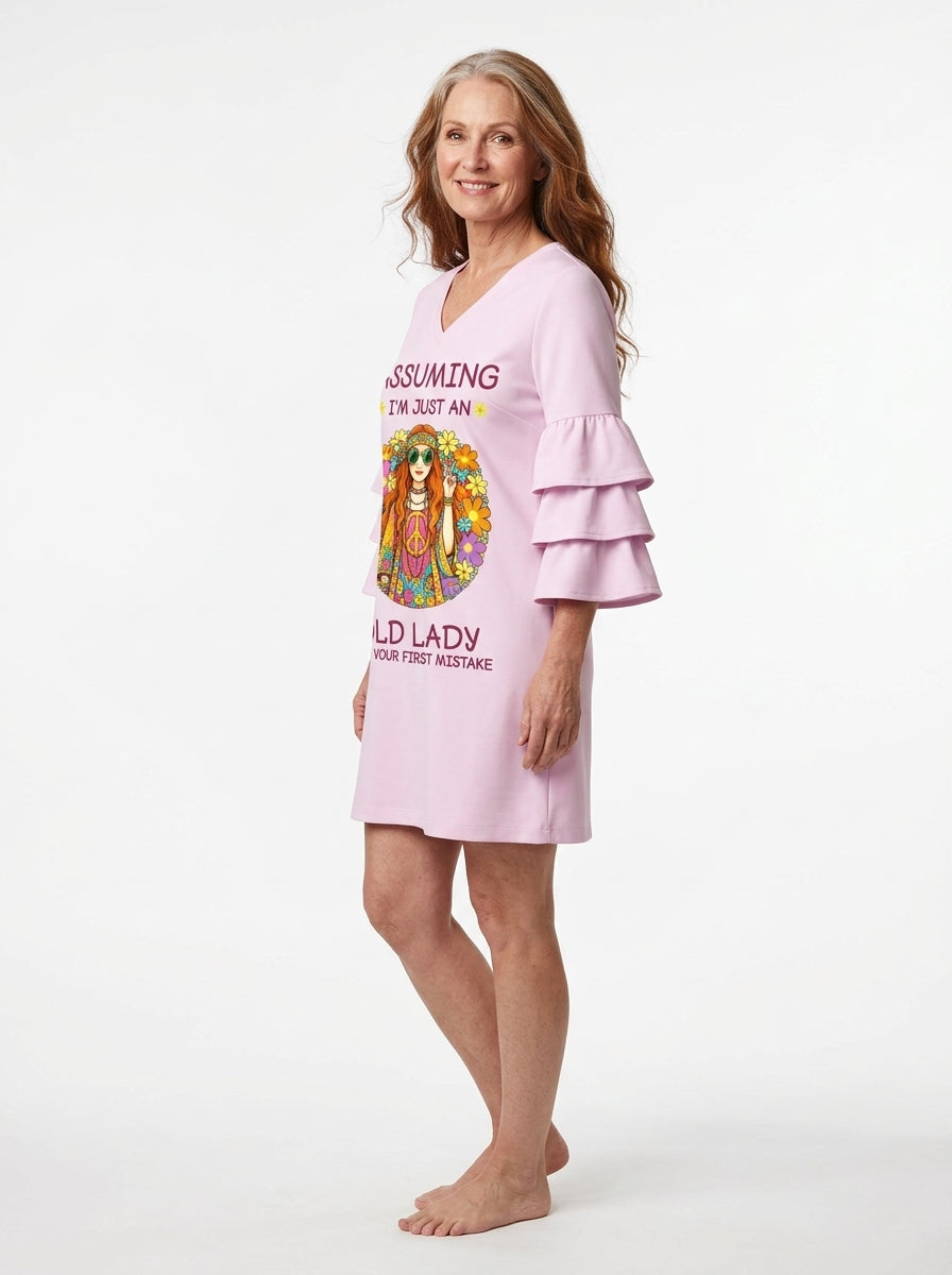 "Blush Moxie" Stacked Ruffle Sleeve Dress