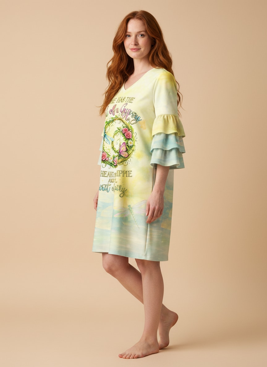 "Sprite" Stacked Ruffle Sleeve Dress