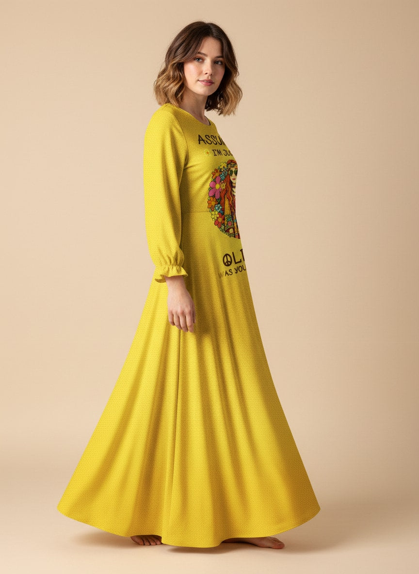 Yellow "Moxie" Long Sleeve Maxi Dress
