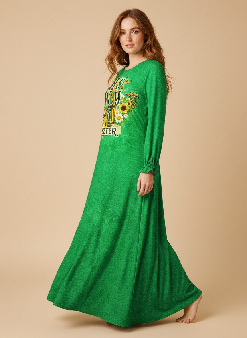 "Amen" Long Sleeve Maxi Dress