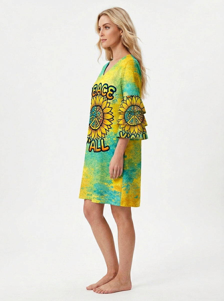 "Howdy" Stacked Ruffle Sleeve Dress