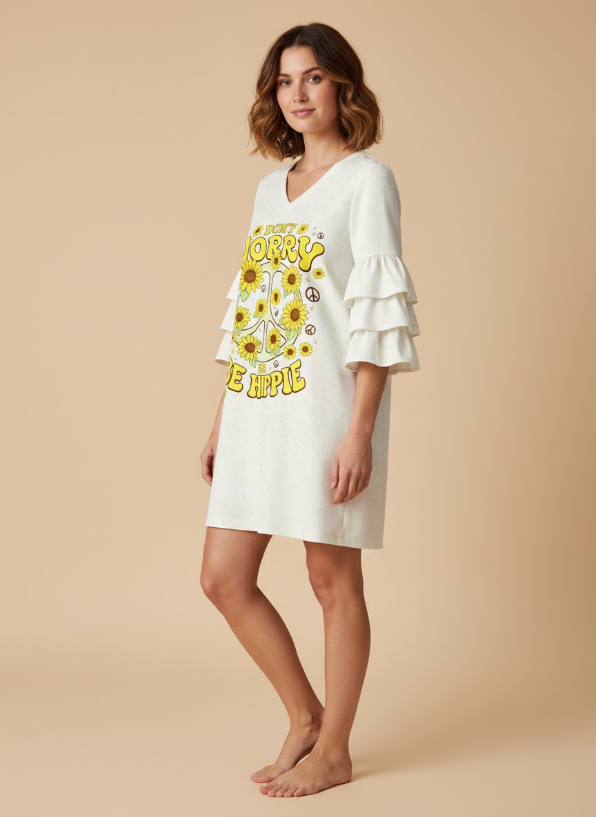 "Breezy" Stacked Ruffle Sleeve Dress