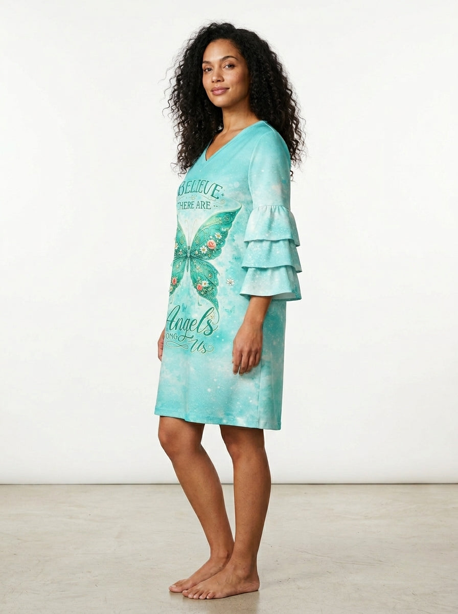 "Wisp" Stacked Ruffle Sleeve Dress