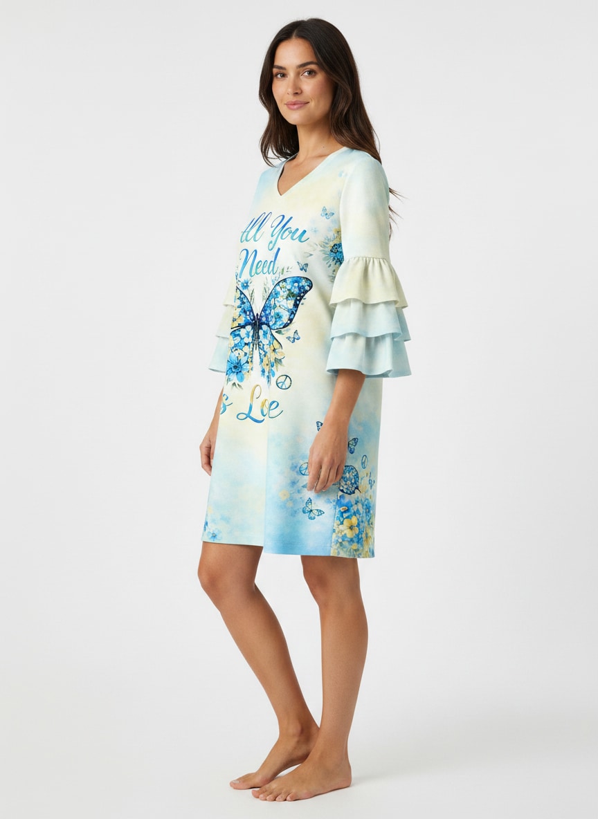 "Petal" Stacked Ruffle Sleeve Dress