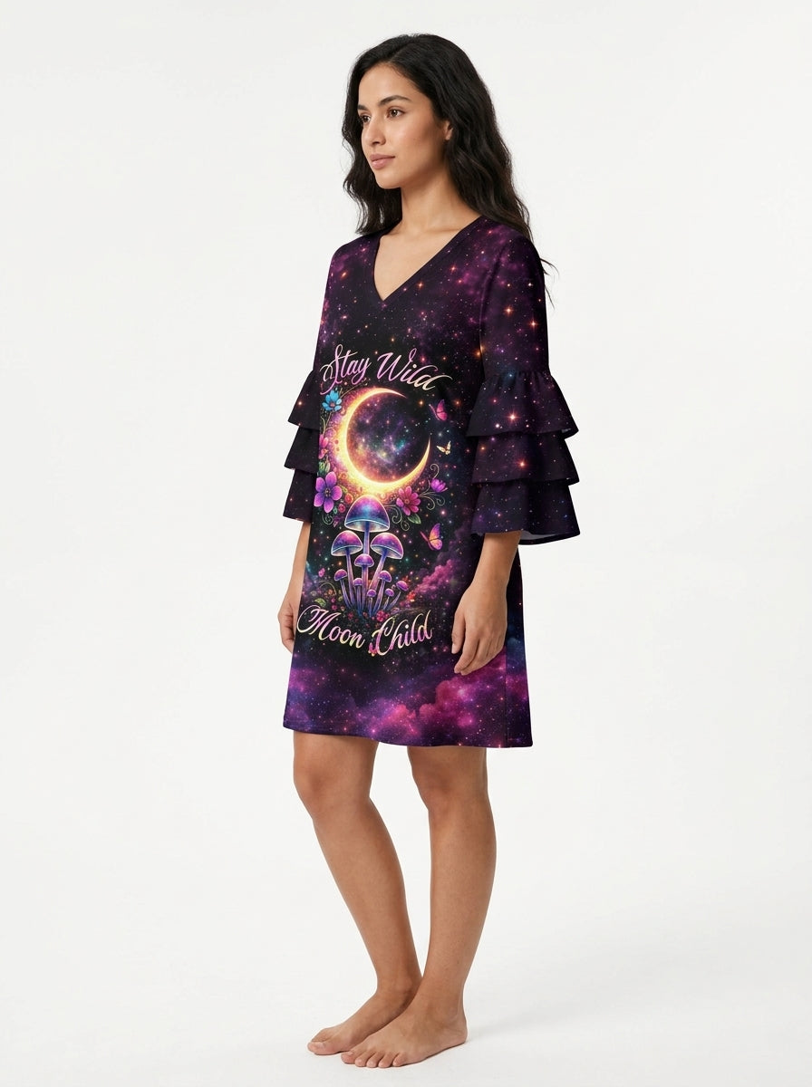 "Pixie" Stacked Ruffle Sleeve Dress