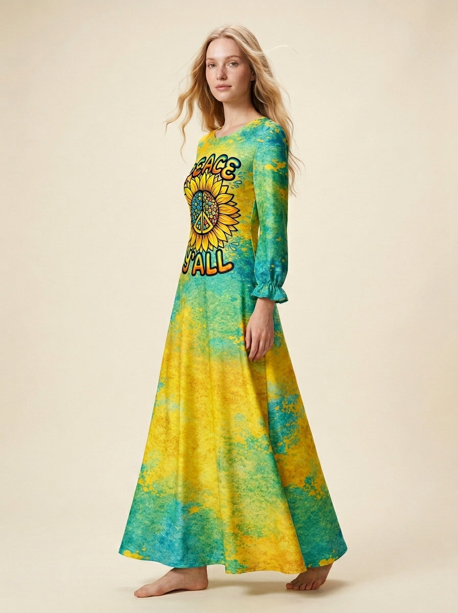 "Howdy" Long Sleeve Maxi Dress