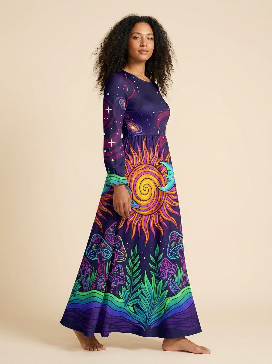 "Trance" Long Sleeve Maxi Dress
