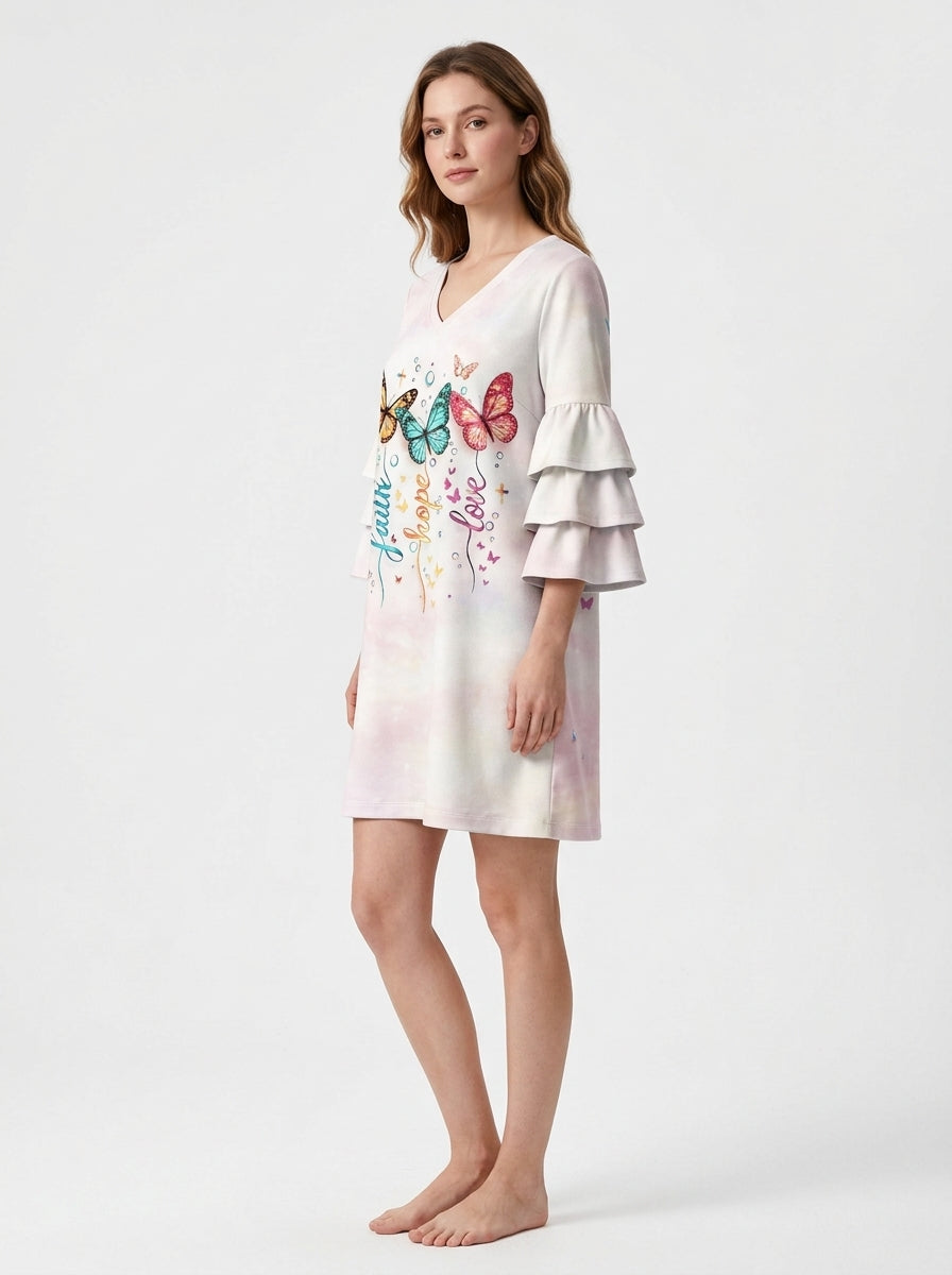 "Flutter" Stacked Ruffle Sleeve Dress