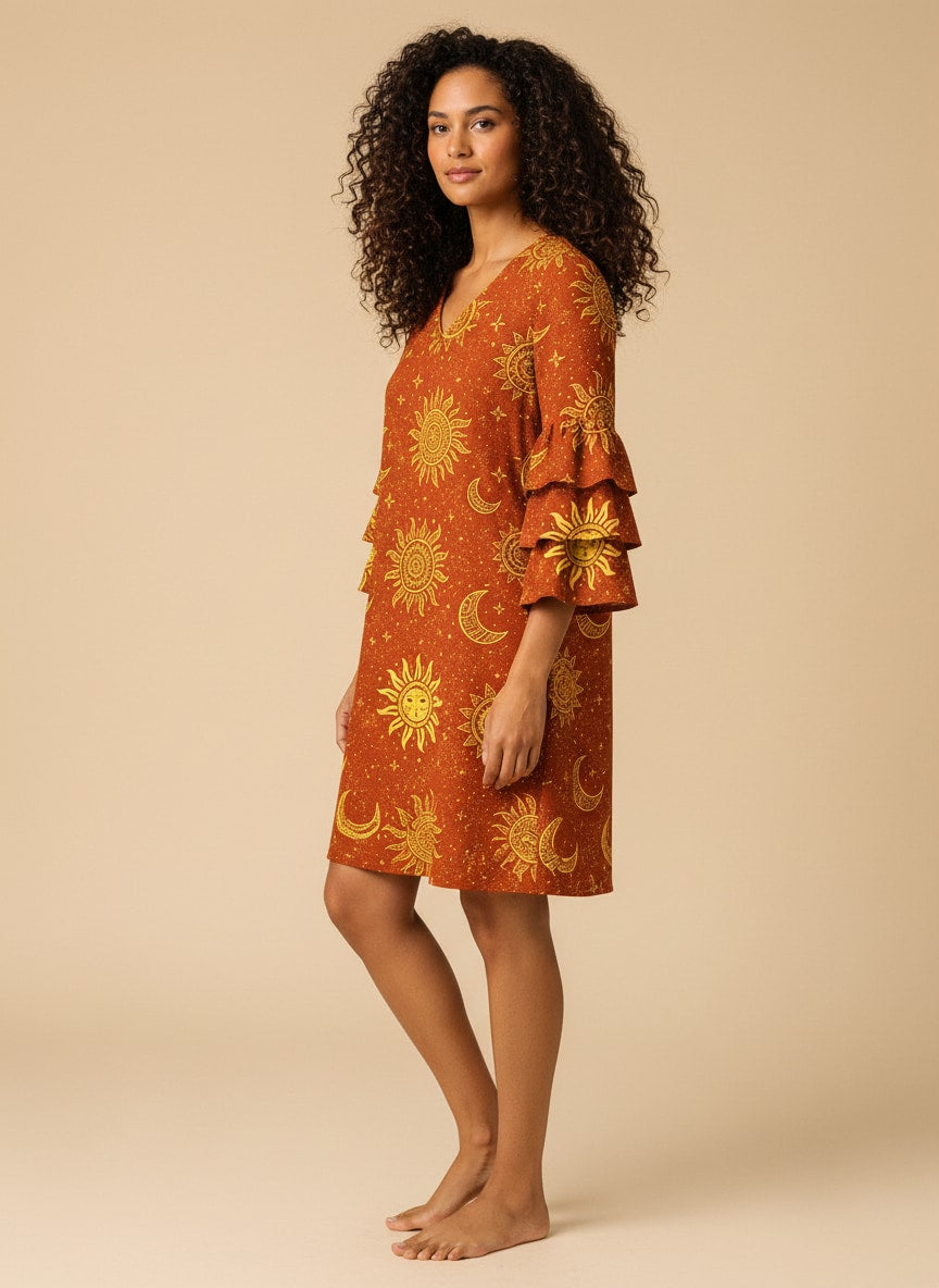 "Sienna" Stacked Ruffle Sleeve Dress
