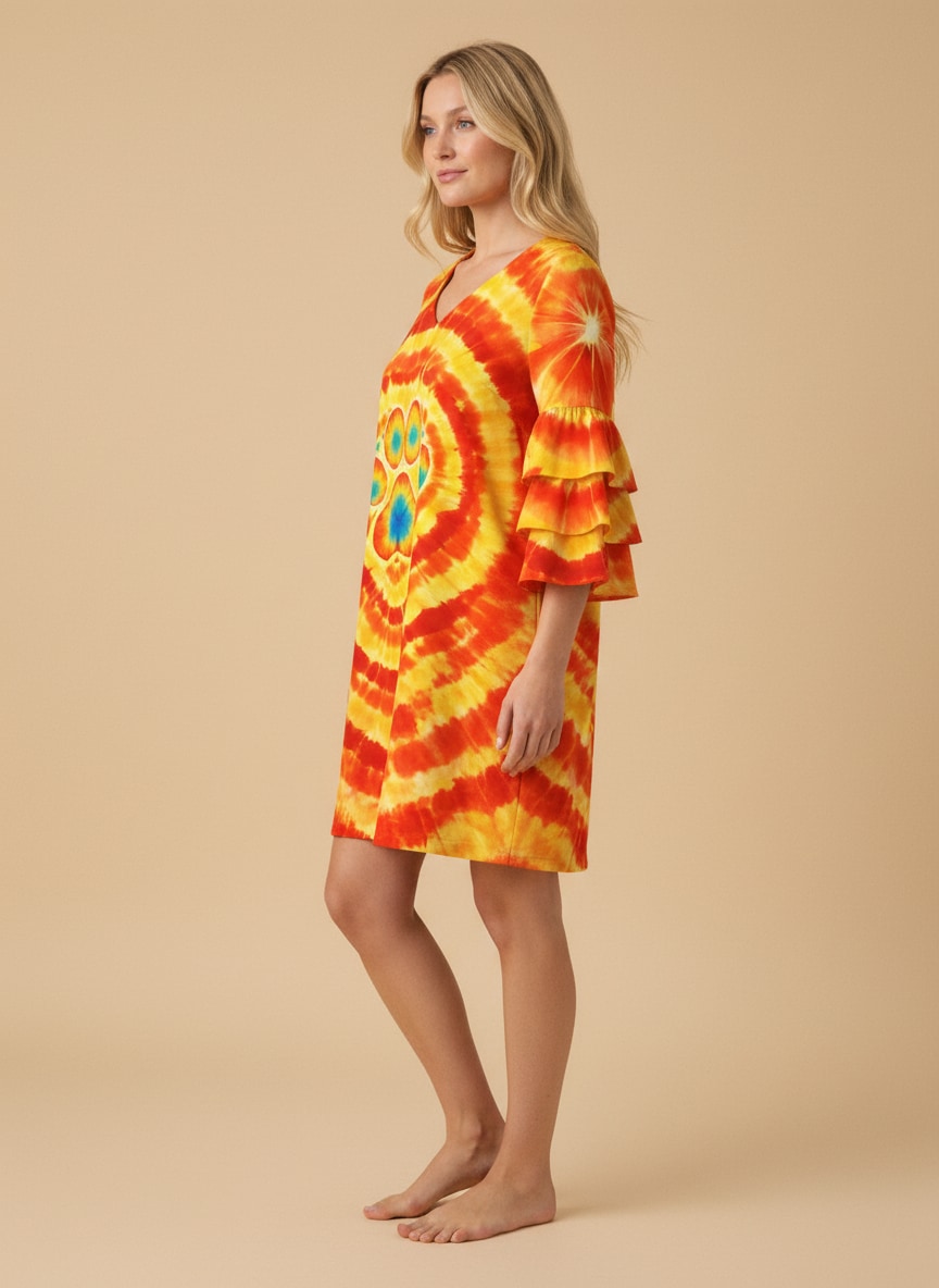 "Fetch" Stacked Ruffle Sleeve Dress