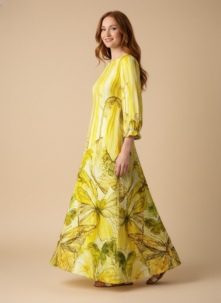 "CITRINE" Long Sleeve Maxi Dress