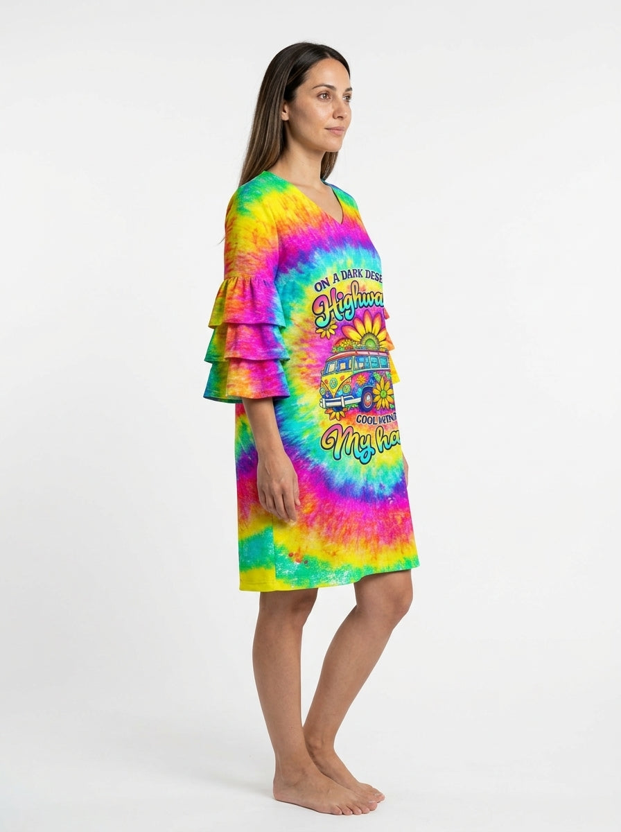 "Roam" Stacked Ruffle Sleeve Dress