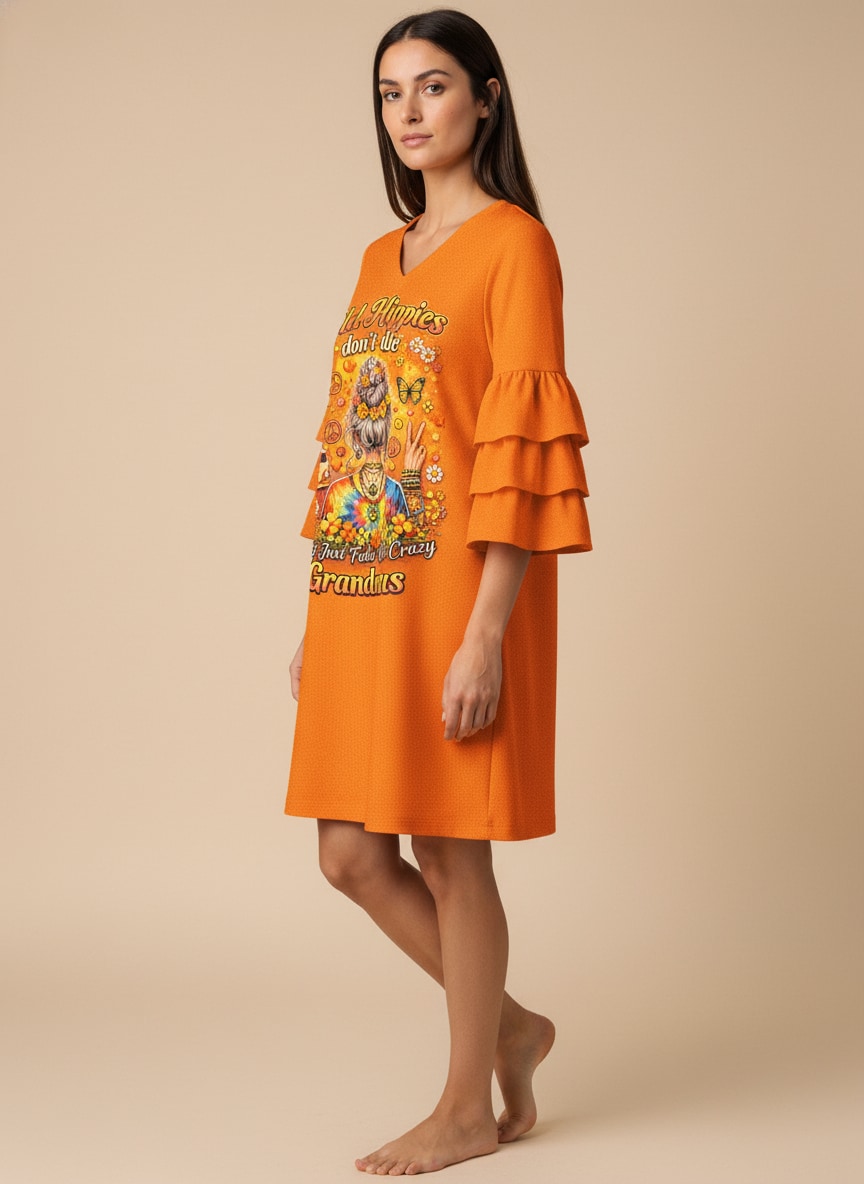 "Nana" Stacked Ruffle Sleeve Dress